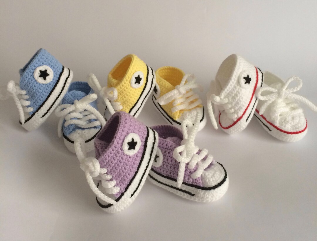 Zapatos para bebe en crochet tipo converse Etsy Espana