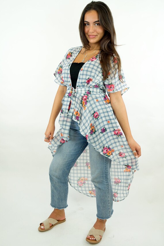 LIVE4TRUTH Blush Floral Print Short Sleeve Duster Cardigan