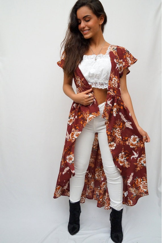 burgundy duster cardigan