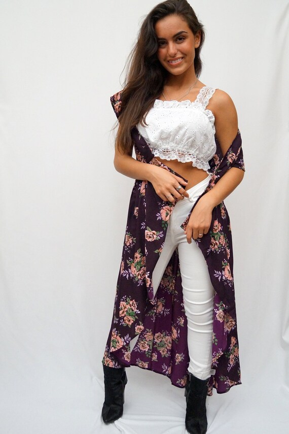 LIVE4TRUTH Blush Floral Print Short Sleeve Duster Cardigan