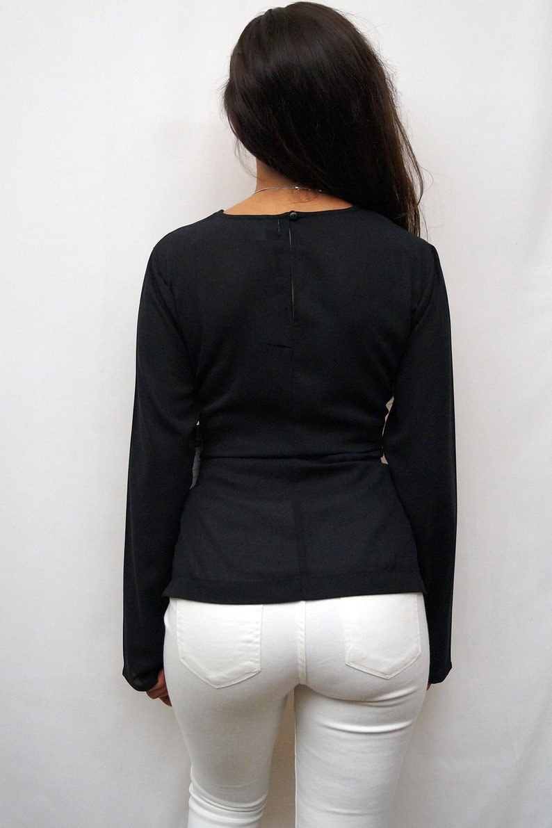 LIVE4TRUTH Long Sleeve Blouse with Side Seam /& Tie Front