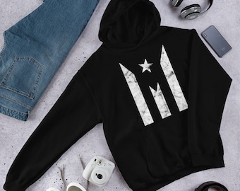 Puerto Rico Black Flag Hoodie / Puerto Rico Flag / Boricua Sweatshirt / Puerto Rico Se Levanta Sweatshirt / Puerto Rican Pride Hoodie