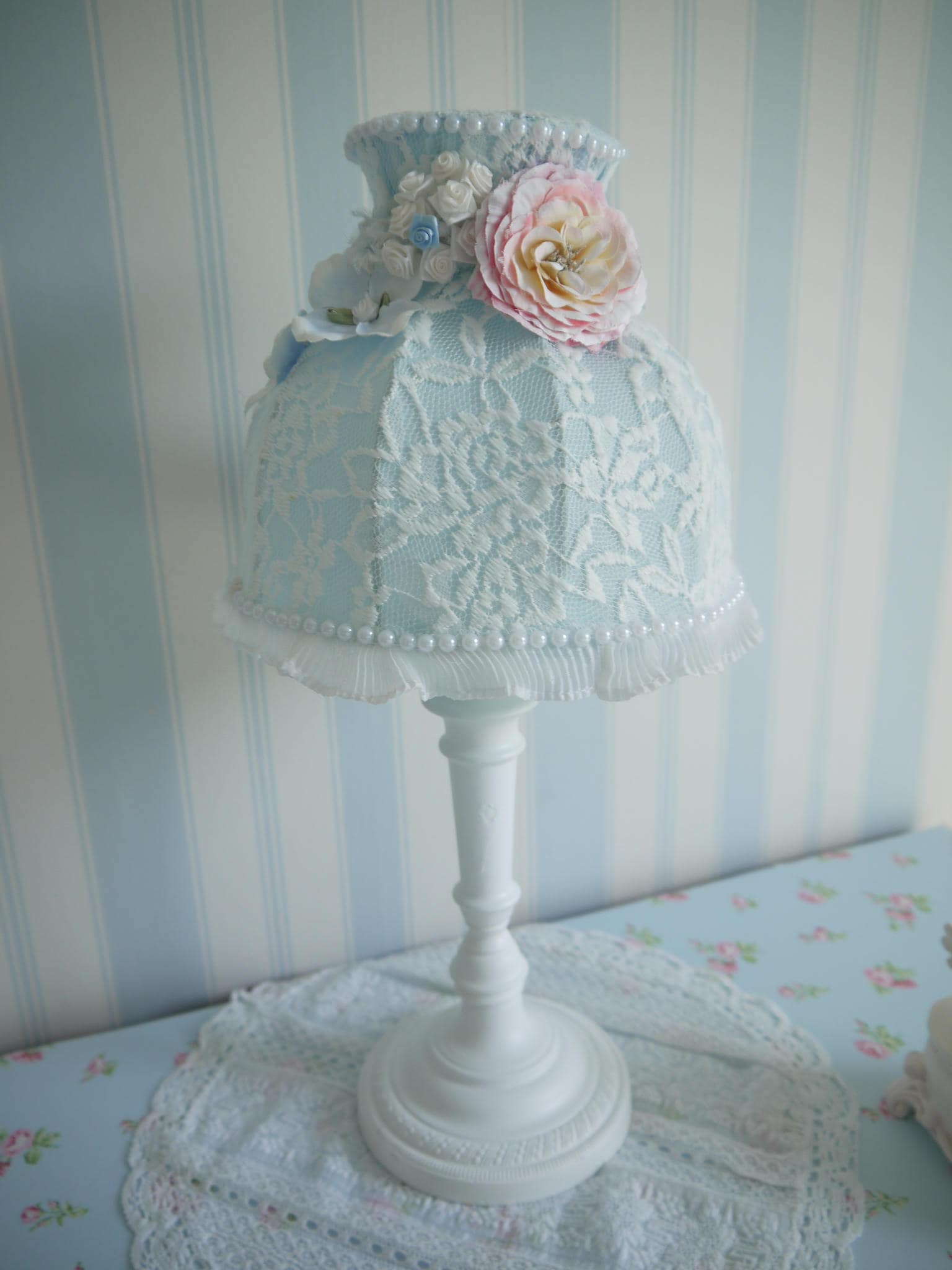 Abat-Jour Shabby Chic + Pied de Lampe