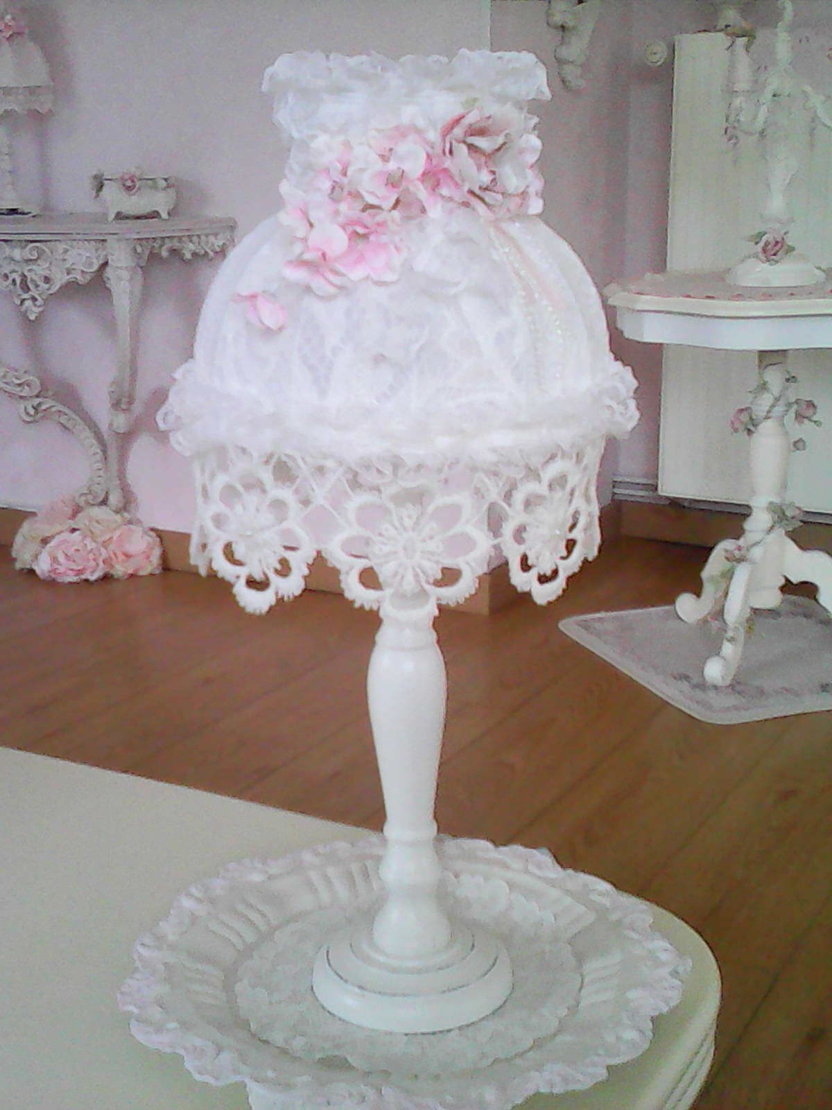 Abat-Jour Shabby Chic + Pied de Lampe