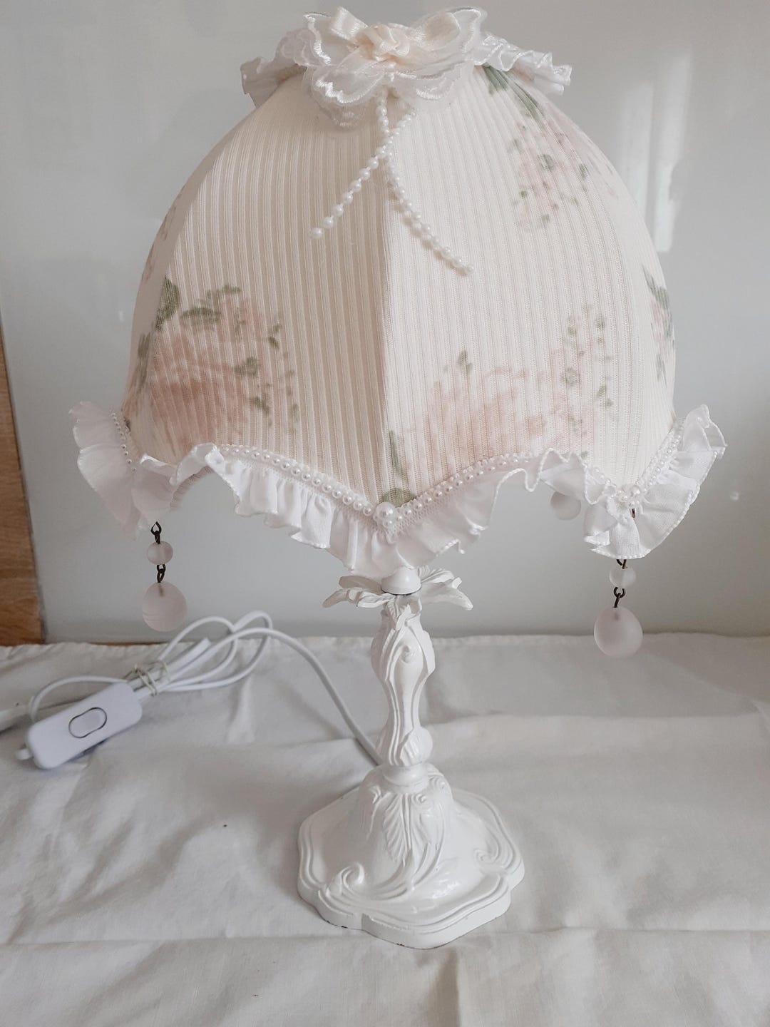 Shabby Chic Lampshade + Lamp Base - Etsy