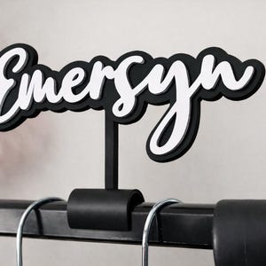 Custom Cursive Name with black background for Dance Bag Hanger Bar