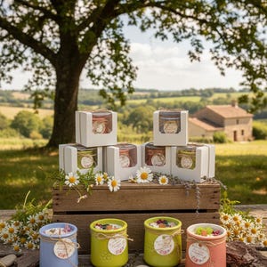 Petit bougie en cire et fleur sèches