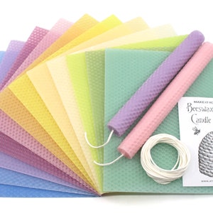 Pastel Colors Beeswax Candle Making Kit for 12 Candles - Waldorf Candle Rolling