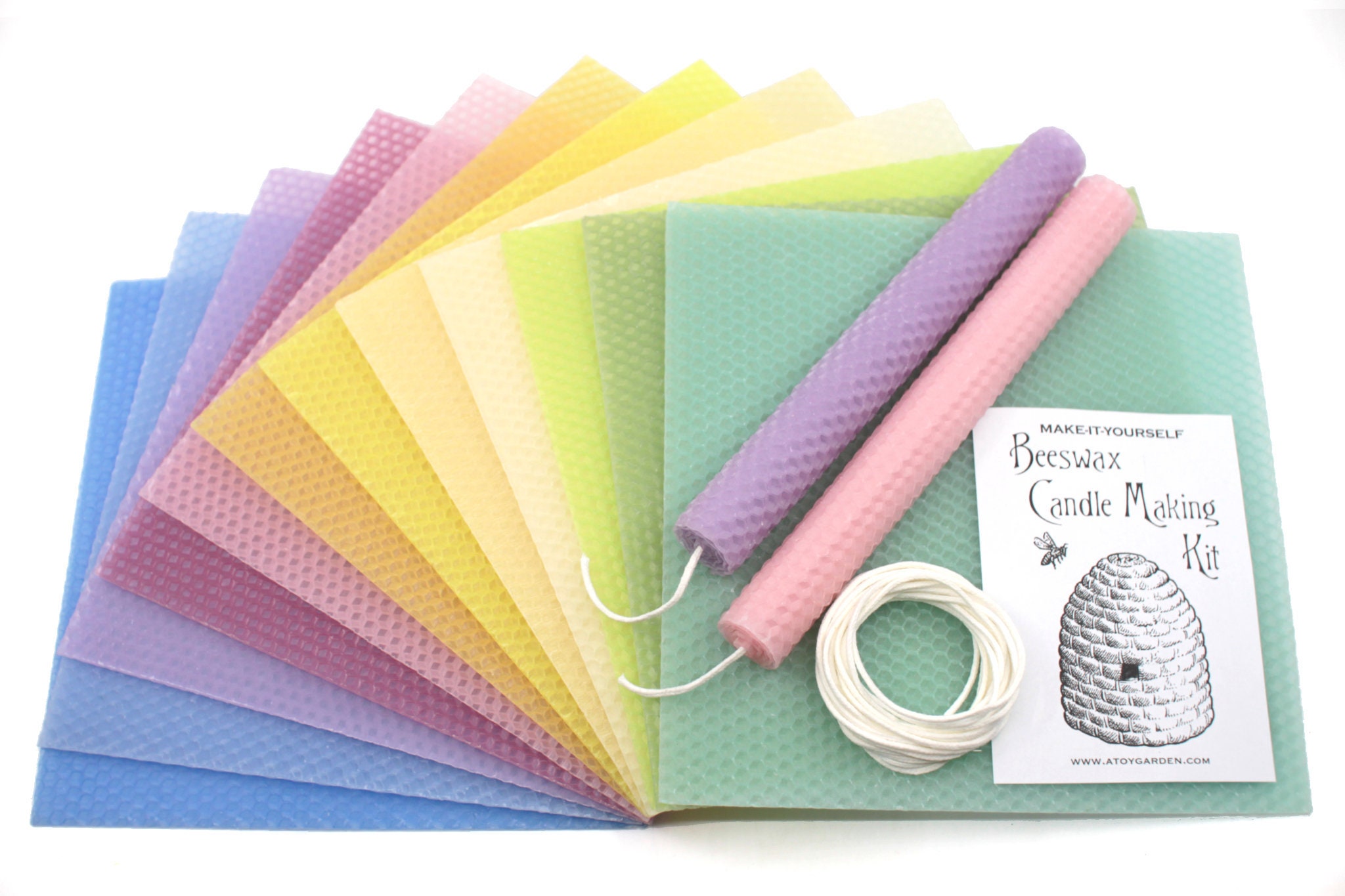 Pastel Colors Beeswax Candle Making Kit for 12 Candles Waldorf