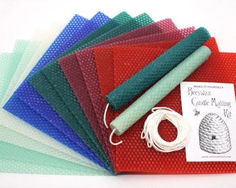Winter Colors Beeswax Candle Making Kit for 12 Candles - Waldorf Candle Rolling