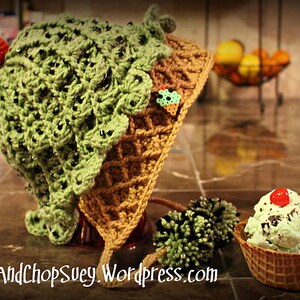 Mint Chocolate Chip Eistüte Slouchy Mütze **DIGITAL HÄKELMUSTER**