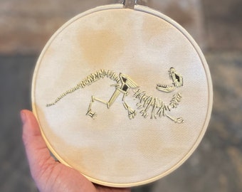 Dinosaur Fossil Embroidery, Embroidery Tutorial, Hand Embroidery, Embroidery Pattern PDF