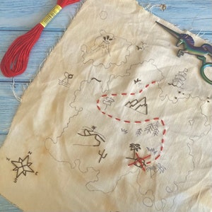 Broderie de carte au trésor, tutoriel de broderie, broderie à la main, motif de broderie PDF