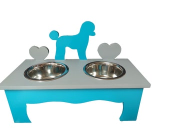 Support gamelle pour chien personnalisable en bois