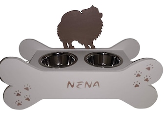 Customizable wooden dog bowl support