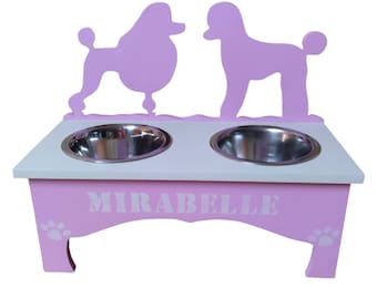 Support gamelles pour chien en bois personnalisable