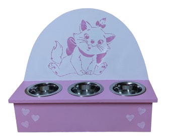 Support gamelles pour chat en bois personnalisable