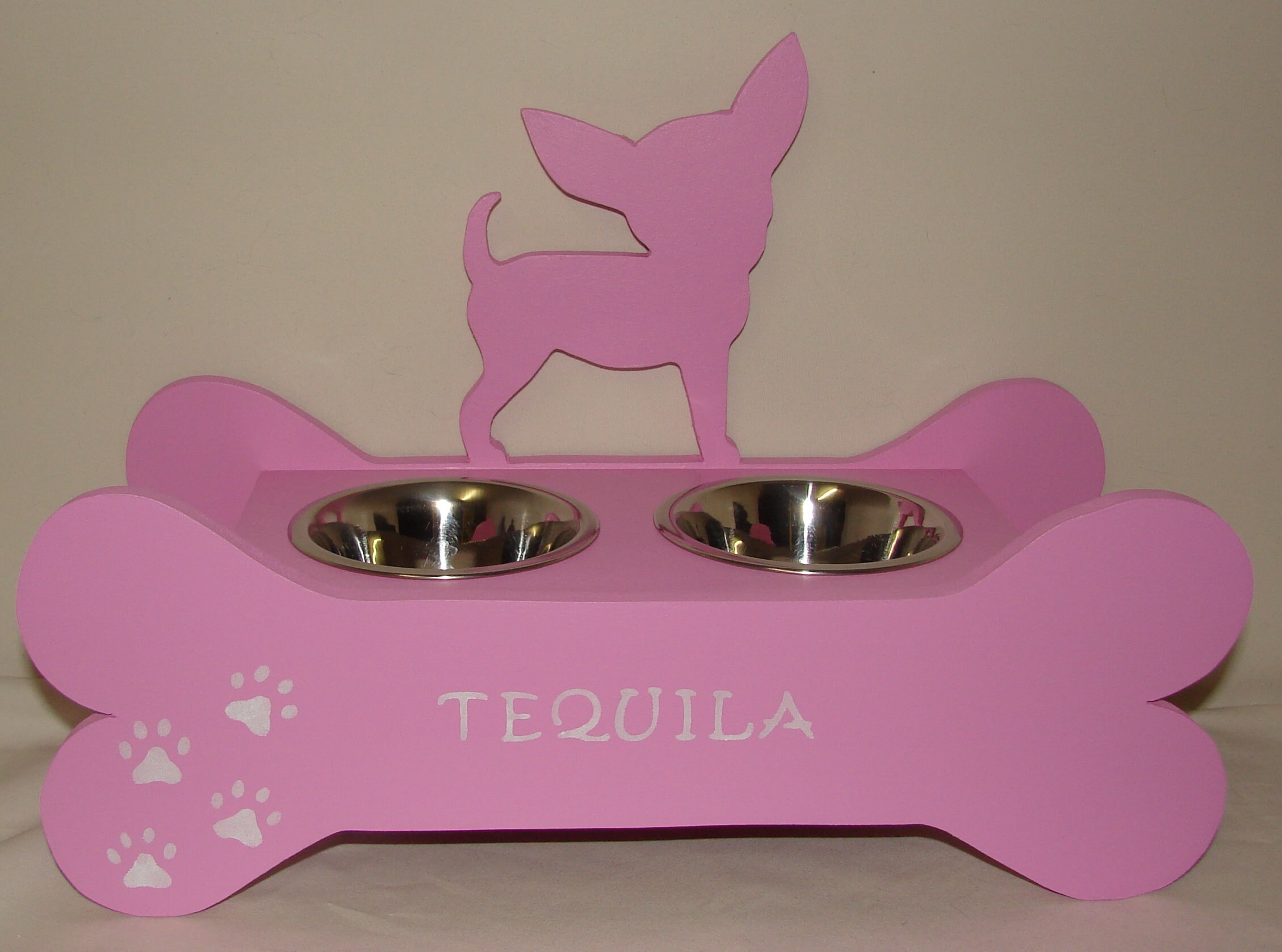 Support Gamelles Pour Chien en Bois Personnalisable