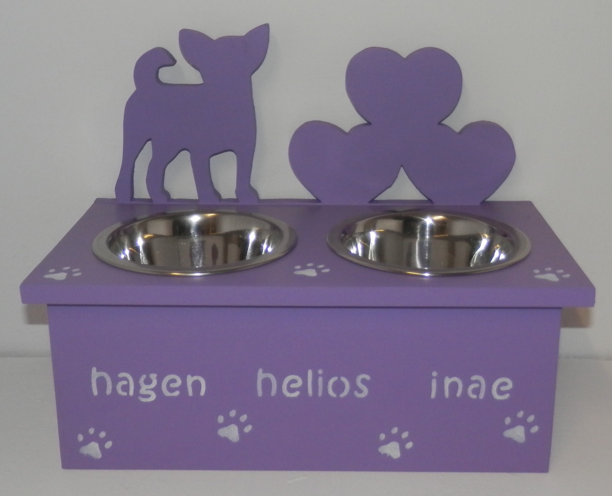 Support Gamelle Pour Chien Personnalisable en Bois