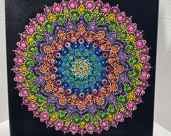 Dot Art Mandala Leinwand Gemälde - Mandala Kunst - Mandala Wandkunst - Handgemaltes Mandala - Dot Art Malerei