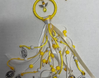 Cordón de bendición del hogar de San Benito - Medallas Sagradas - Decoración de la perilla de la puerta - Católica - Jesús - Protección del mal - Virgen María - Regalo religioso