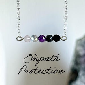 Empath protection necklace, Energy protection, labradorite tourmaline, amethyst, gifts for her, triple protection, energy cleanse