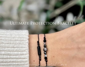 Protection bracelet, tourmaline, empath protection, black tourmaline and obsidian, gifts for him, gifts for her, negative energy blocker