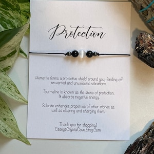 Protection bracelet, aura protection, negative energy protection, protection against spirits, tourmaline, selenite