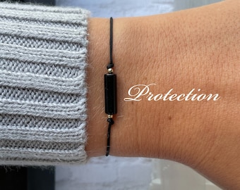 Protection Bracelet, black tourmaline , black obsidian energy protection, empath protection