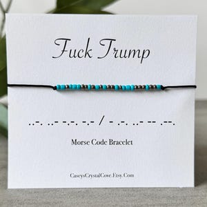 F*ck trump morse code beaded bracelet, political gift, political gift for friend, Protest bracelet, anti-trump gift