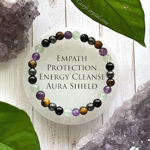 Empath protection Bracelet, handmade crystal jewelry, minimalist bracelet, fluorite and black tourmaline, energy shield, physic attack