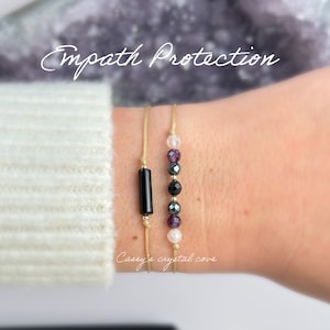 Empath Protection, empath protection set, empath bracelet, gifts for him, gifts for her, tourmaline, amethyst, hematite, rose quartz