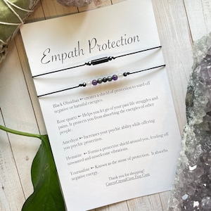 Empath Protection, empath protection set, empath bracelet, gifts for him, gifts for her, tourmaline, amethyst, hematite, rose quartz