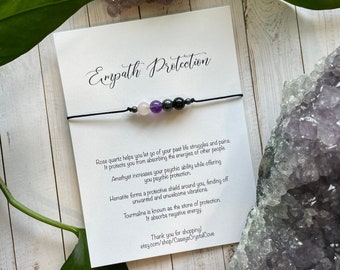 Empath protection bracelet, tourmaline negative energy cleanse, gifts for her, new job gifts, handmade gifts, minimalist bracelet, crystals