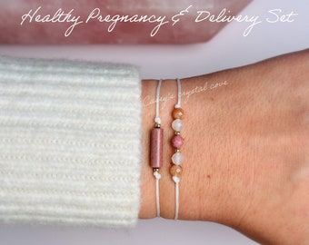 Healthy Pregnancy crystal bracelet, Healthy labor and delivery, Pregnancy gift, Fertility, Gift for her, Baby shower, rose quartz minimalist