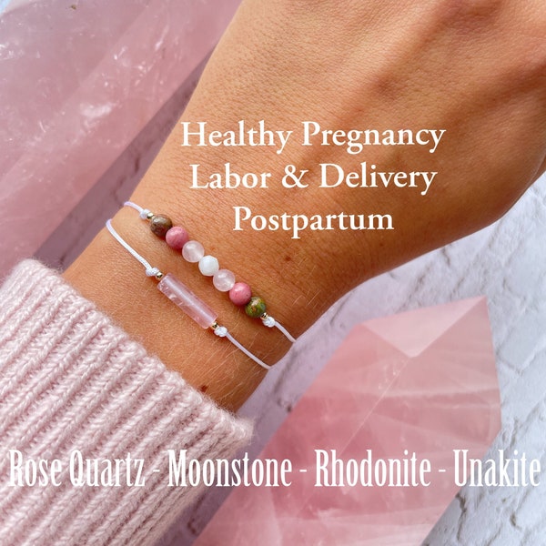 Healthy pregnancy beaded bracelet | Mama to be | Labor and delivery | postpartum recovery | gifts for her | rose quartz | baby shower gift