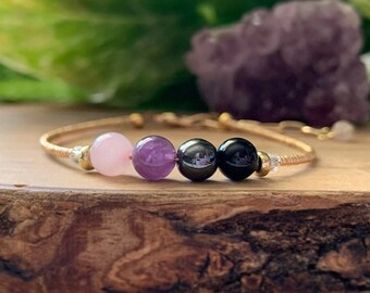 Empath protection bracelet, tourmaline, empath, amethyst, rose Quartz, energy protection, psychic protection, grounding