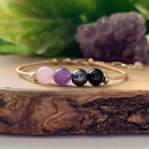 Empath protection bracelet, tourmaline, empath, amethyst, rose Quartz, energy protection, psychic protection, grounding