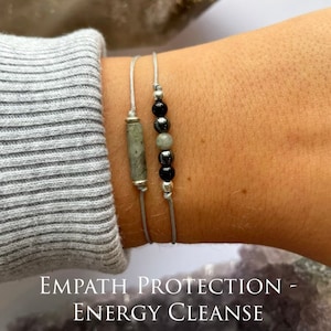 Labradorite tourmaline empath protection bracelet, protection bracelet, empath shield, negative energy cleanse, negativity shield