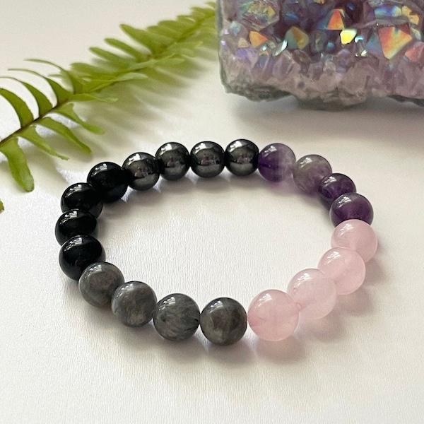 Empath protection energy shield bracelet, tourmaline jewelry, gifts for her and him, new job, aura shield, crystals for beginners