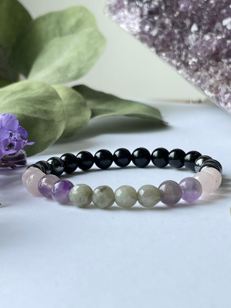 Empath protection empath support emotional healing gifts for her protection bracelet tourmaline labradorite amethyst image 2