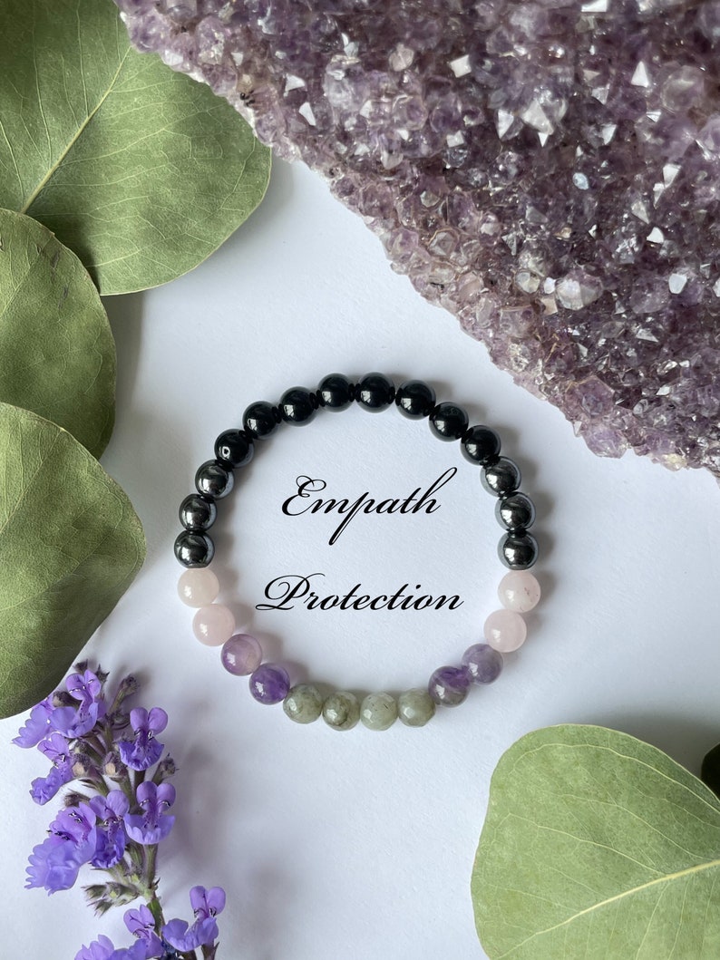 Empath protection empath support emotional healing gifts for her protection bracelet tourmaline labradorite amethyst image 1