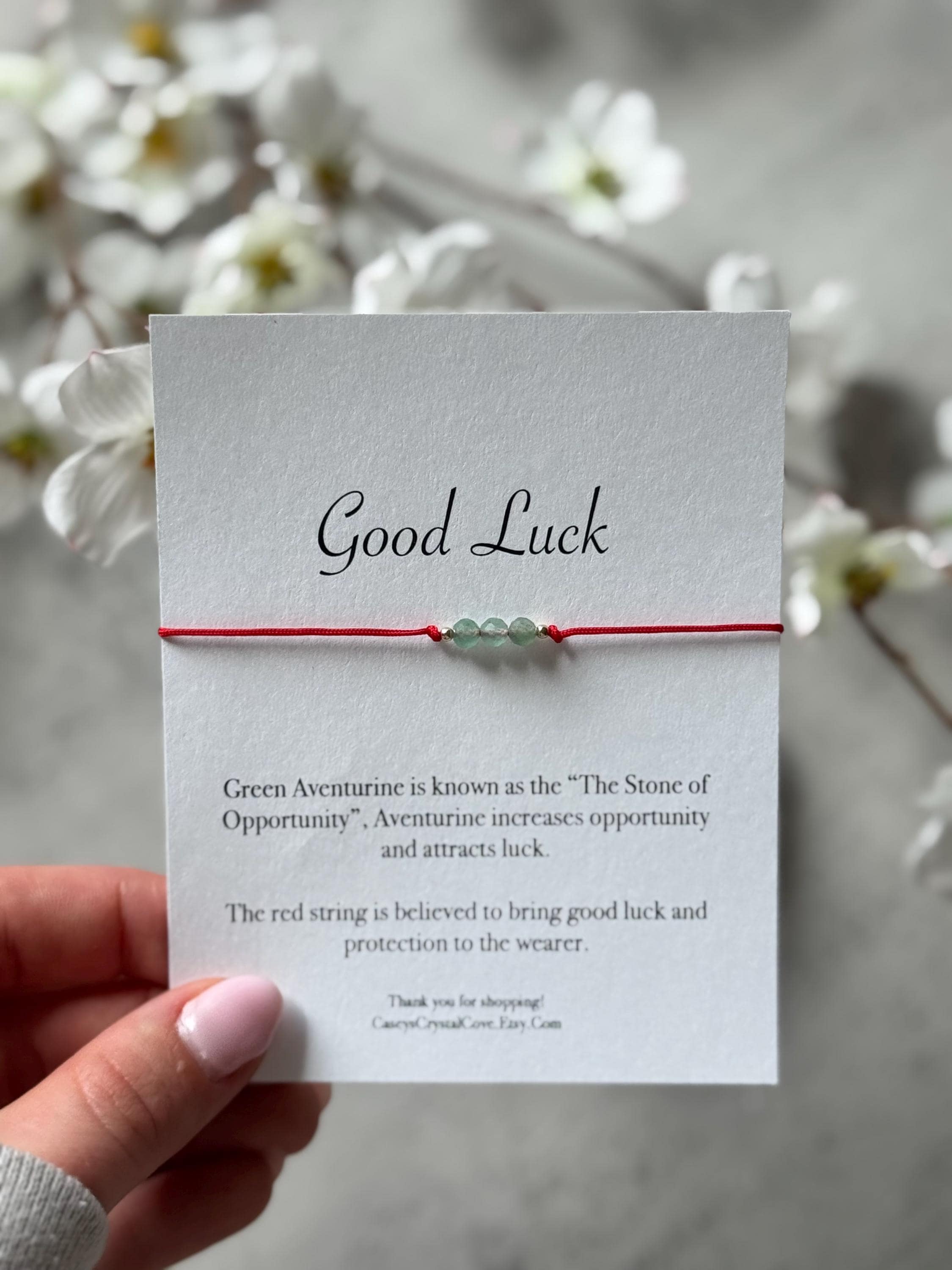 Good Luck Red String and Green Aventurine Crystal Bracelet, New Job ...