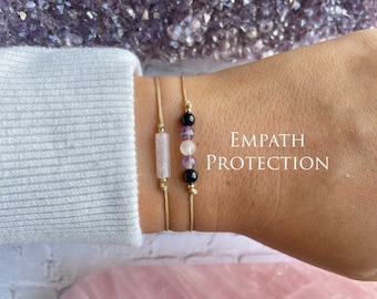 Empath protection | Energy shield | negative energy blocker | rose quartz | tourmaline minimalist jewelry gifts for her