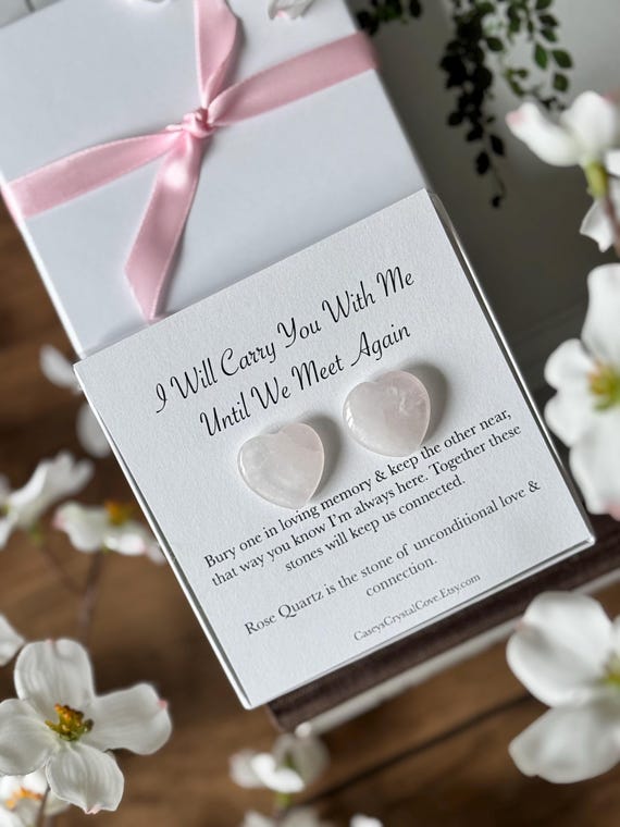 Sympathy Gift, Grief Gift, Until we meet again, Crystal Rose Quartz Heart, Gifts For Grave, Pet Loss, In Loving Memory, Bereavement
