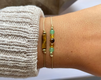 Wohlstand & Abundance Armband-Set, Glückskristalle, Geld-Anziehungs-Armband, Tigerauge, Citrin, Aventurin, ziehen Reichtum und Glück an