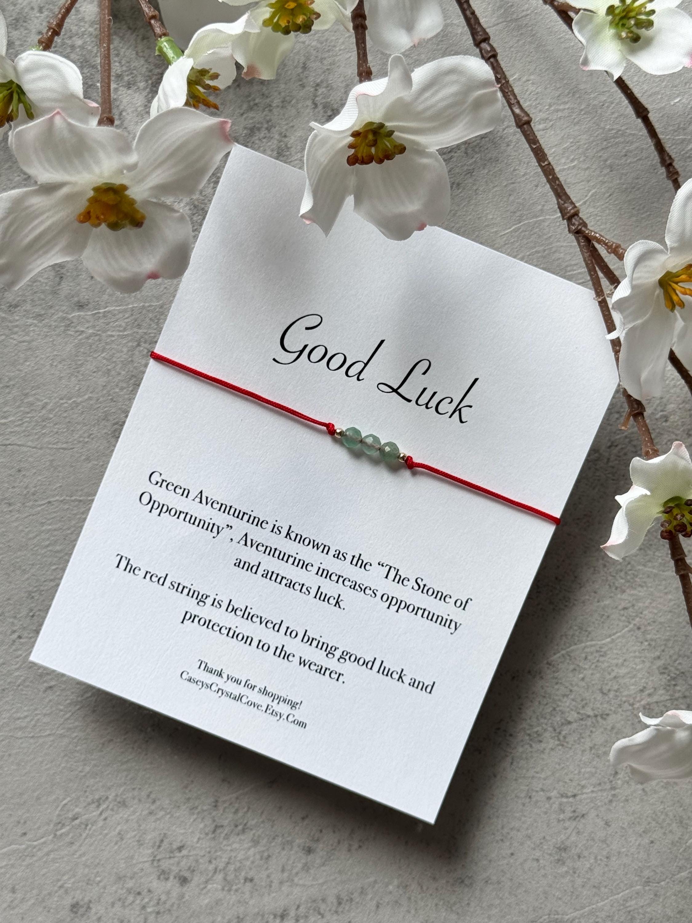 Good Luck Red String and Green Aventurine Crystal Bracelet, New Job ...