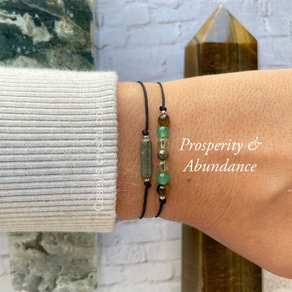 Money bracelet, attract wealth and prosperity, new job gift, gifts for her, pyrite - tigers eye - citrine - green aventurine