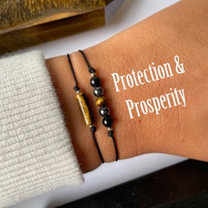 Protection bracelet | Triple threat bracelet set  | Prosperity | Empath | Tourmaline Protection | Tigers eye | Money Crystal