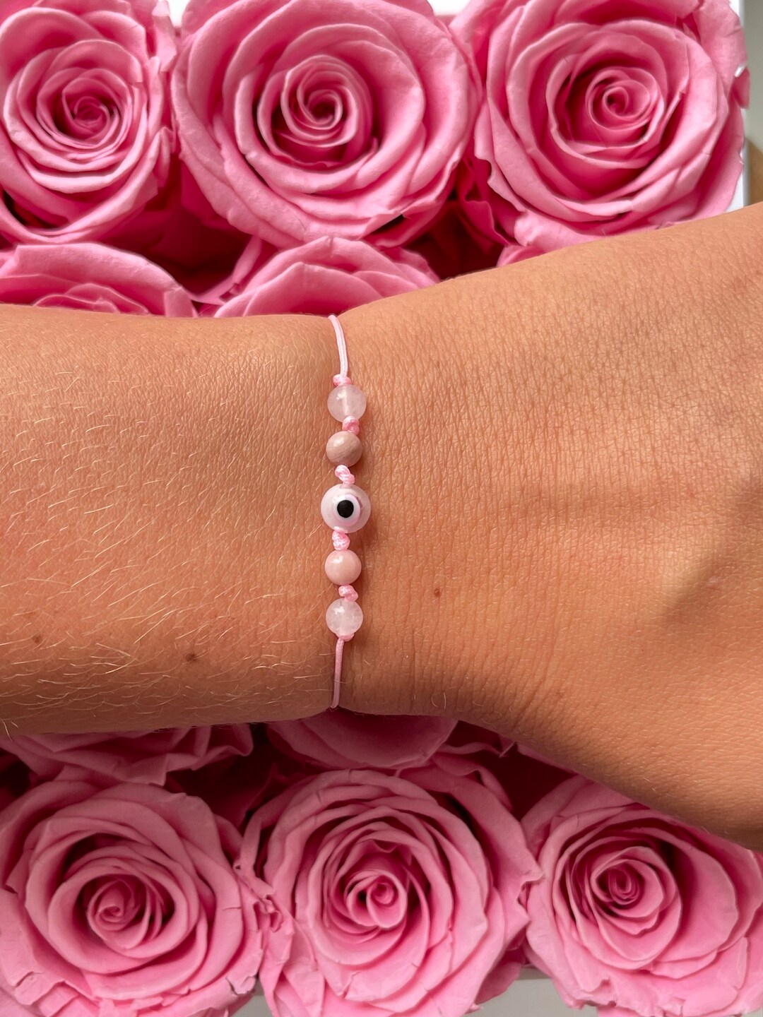 Pink Evil Eye Bracelet Evil Eye Protection Energy Etsy